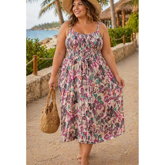 Old Navy Dresses & Skirts - Old Navy Women Smocked Fit & Flare Cami Dress 2XL Floral Boho Summer Vacation